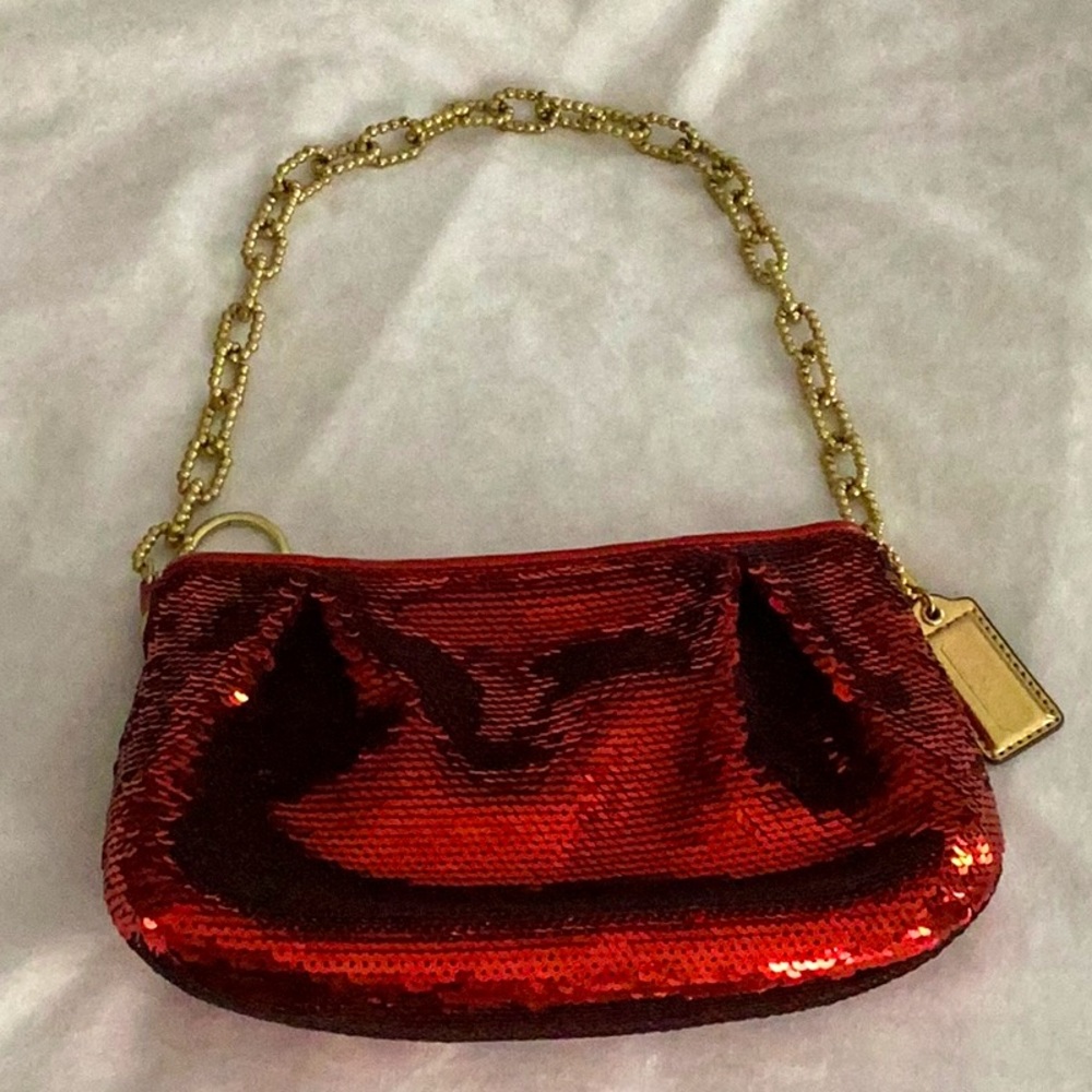 Coach red sequin evening bag- gorgeous ❤️